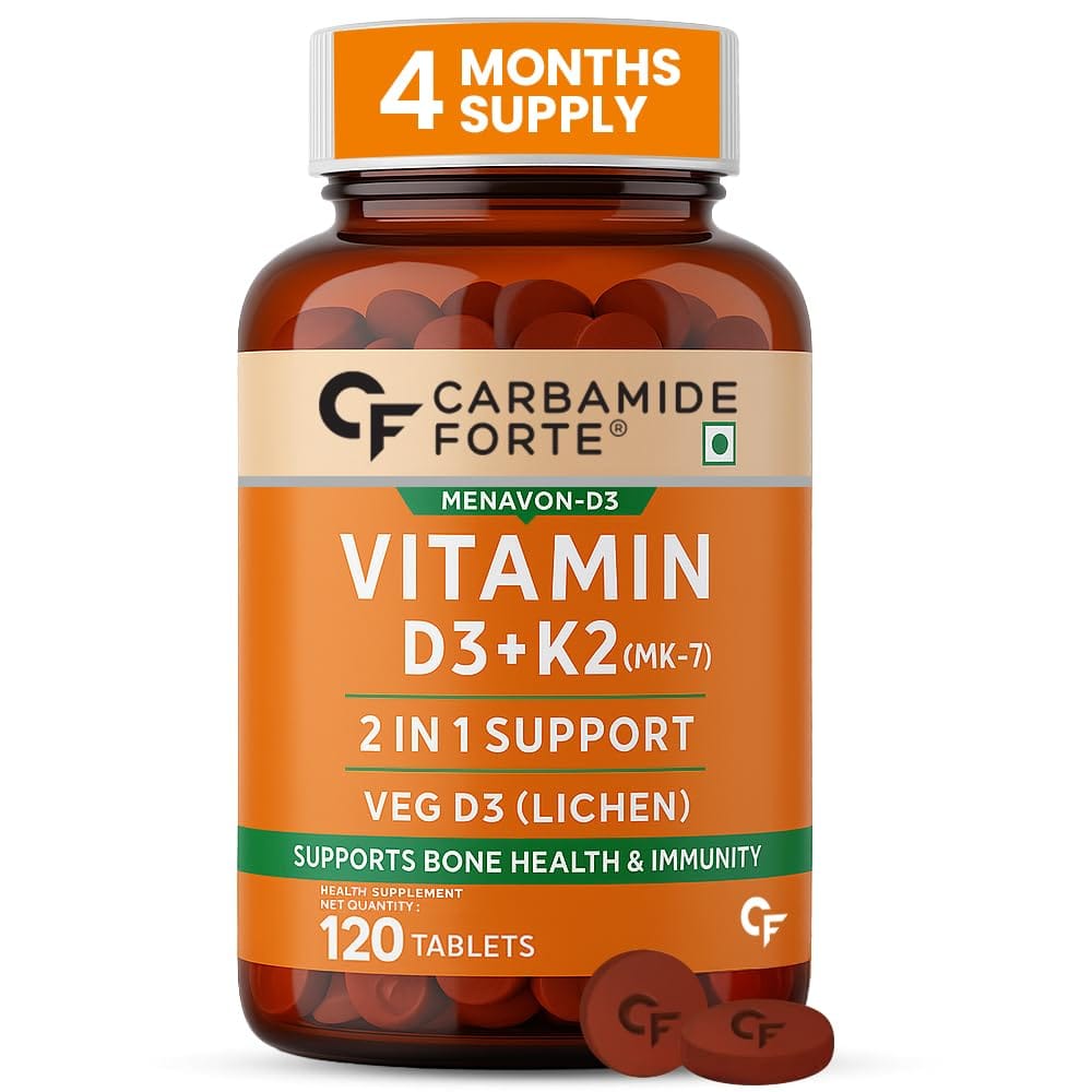 Carbamide Forte Vitamin D3 K2 MK7 | 120 Veg Tablets | Bone Health | Immunity