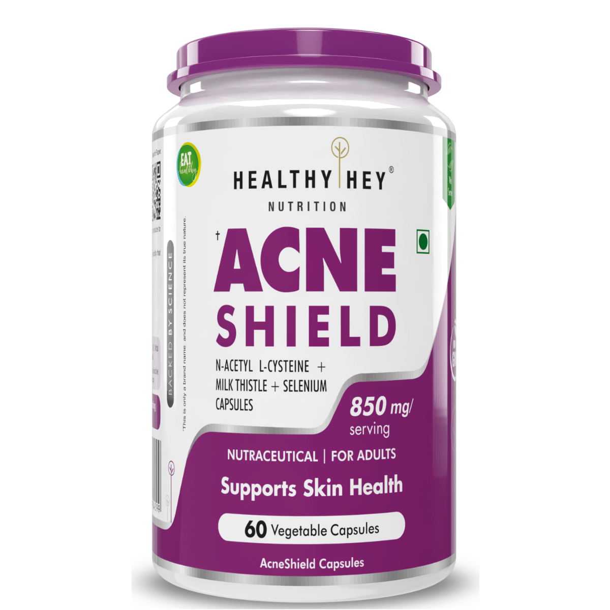 HealthyHey Nutrition Acne Shield - 850mg per serving - 60 Vegetable Capsules