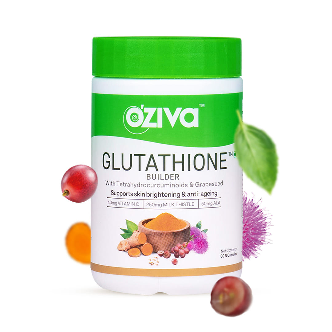 Oziva Plant Based Glutathione Builder | 60 Capsules | Vitamins | Milk Thistle | Ala | Skin Brightening | Anti Ageing