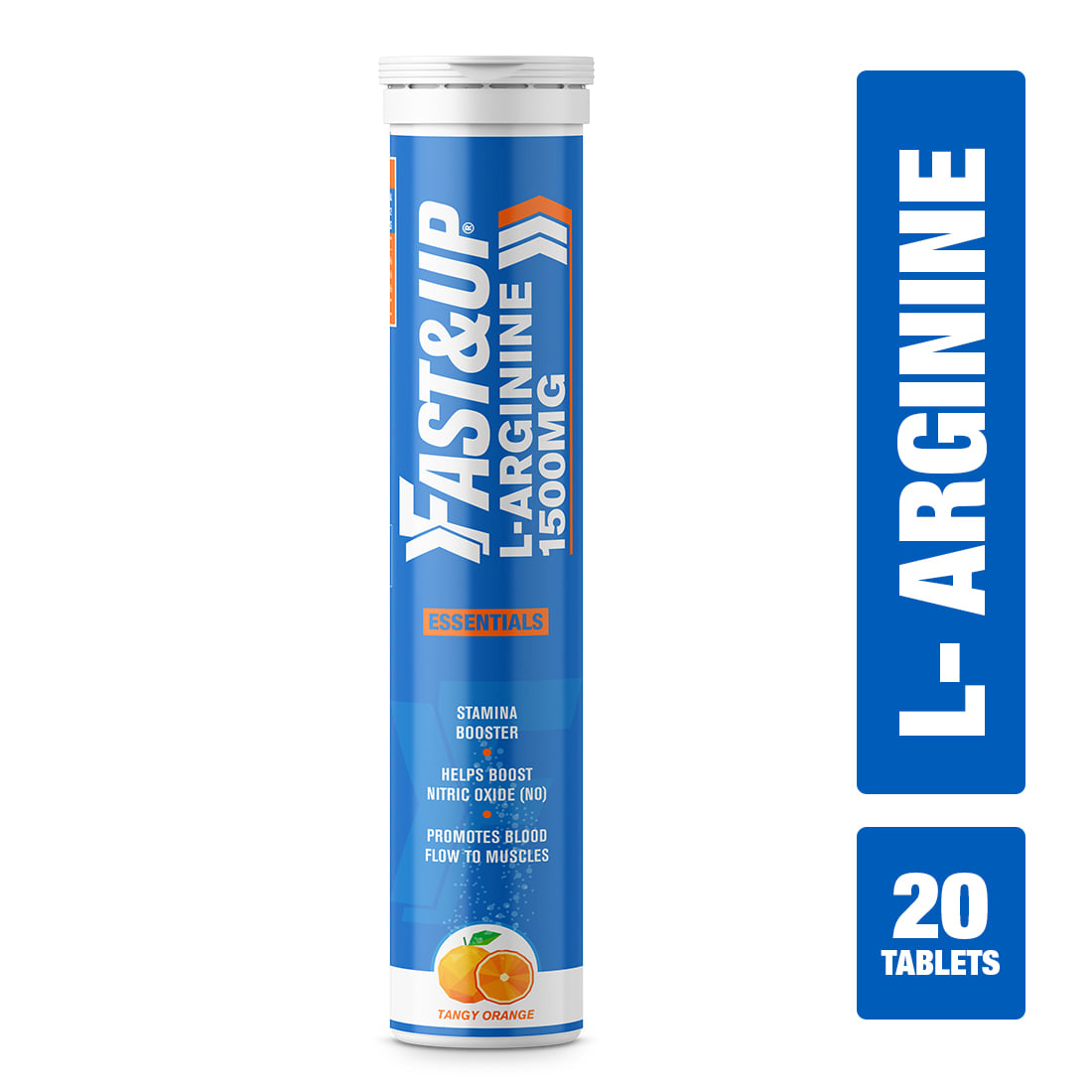 Fast & Up L-Arginine 1500mg Supplement Nitric Oxide Booster Helps To Boost Stamina Orange (20 Tablets)