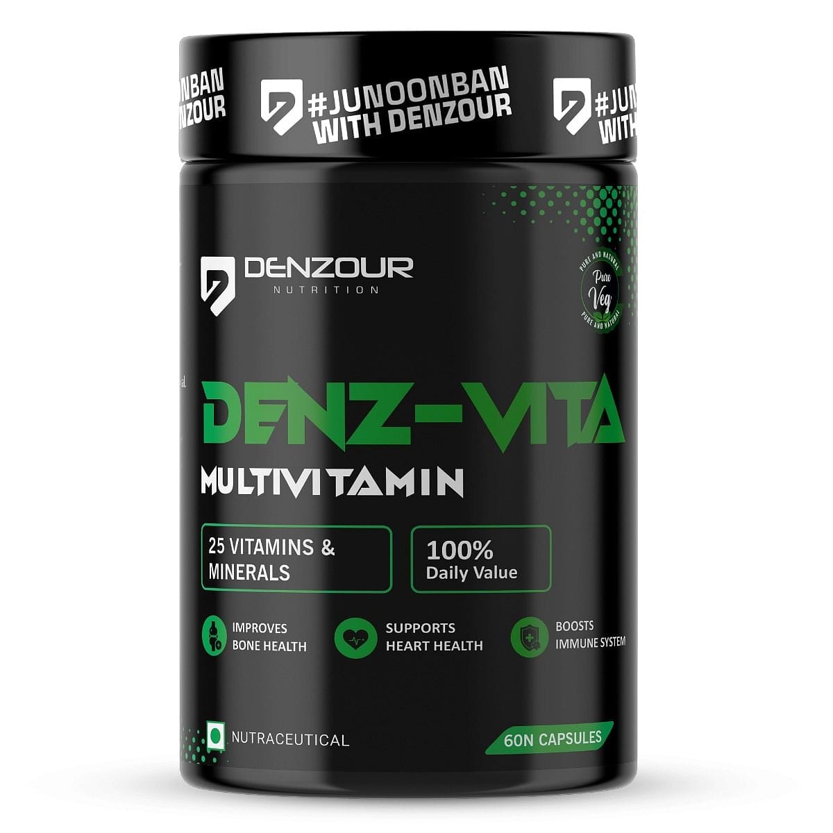 DENZOUR NUTRITION Denz-Vita Multivitamin with 25 Vitamins & Minerals for Energy, Stamina & Recovery | Overall Health, Strong Joints, Heart Health & Improve Bone Health for Men & Women (60 Capsules)