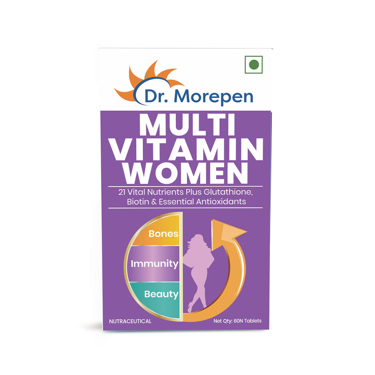 DR. MOREPEN Multivitamins for Women with Calcium & Herbal Extracts for Energy & Immunity Boost - 60 Veg Tablets