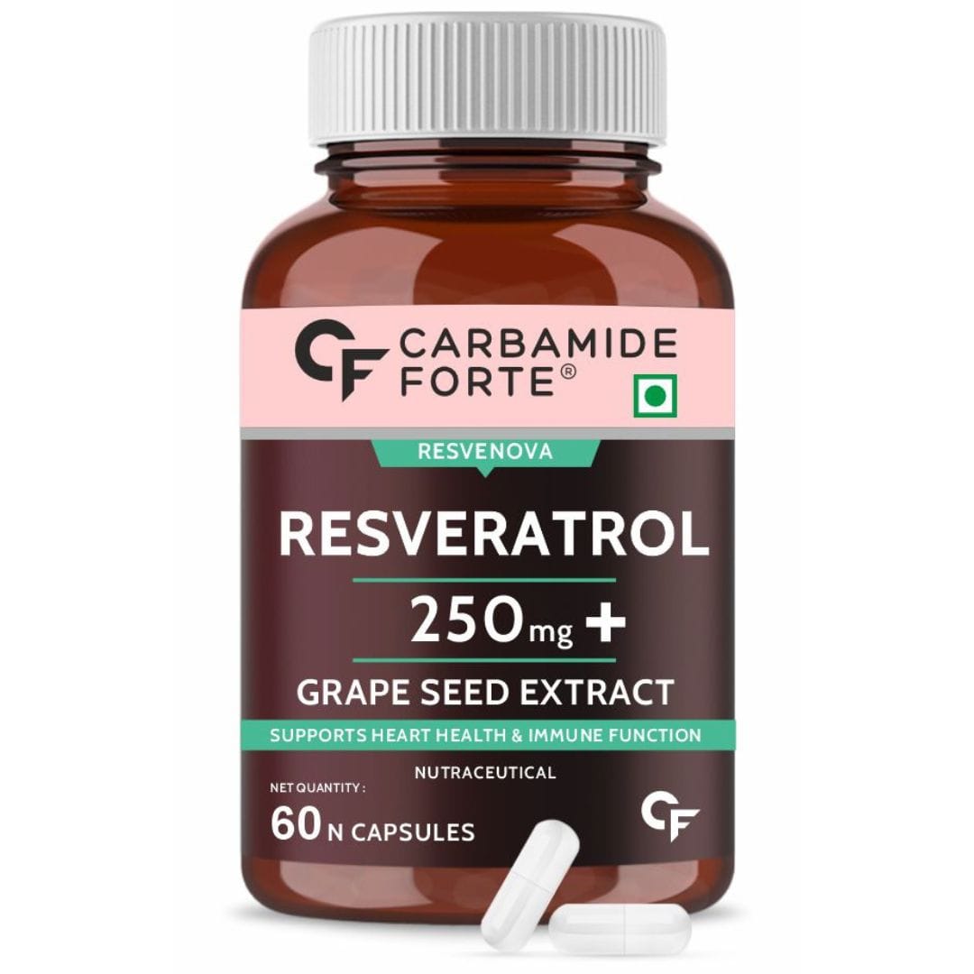 Carbamide Forte Resveratrol Supplements 250mg | 60 Capsules | Heart Health | Immune Function