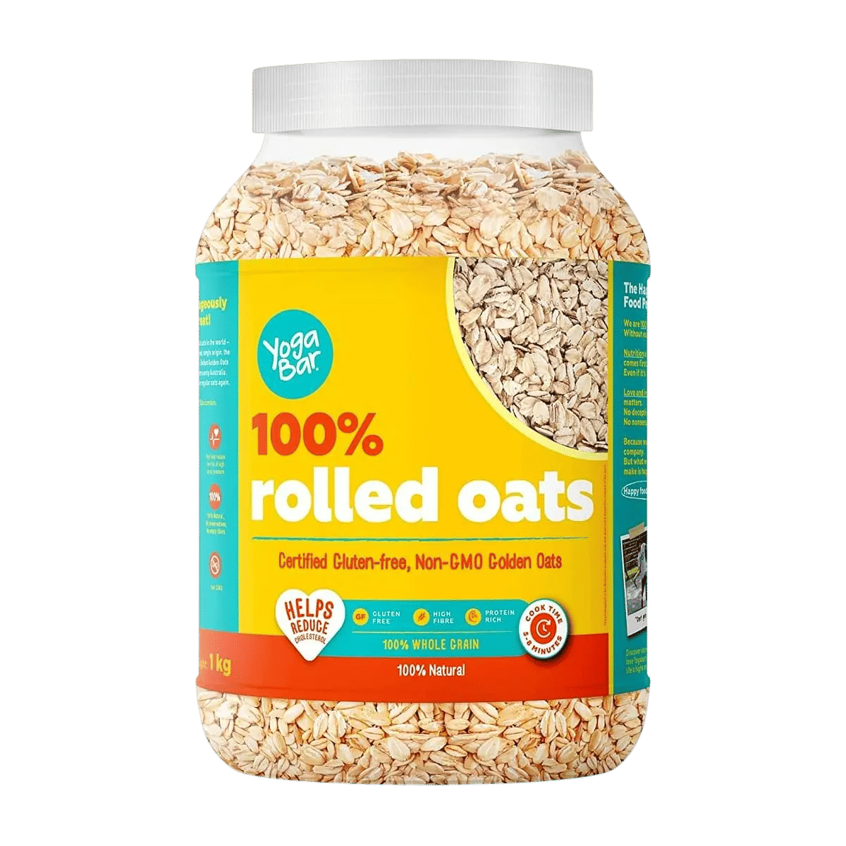 Yogabar 100% Rolled Oats 1kg | Gluten Free Oats with High Fibre, 100% Whole Grain, Non GMO | Healthy Food with No Added Sugar | For Weight Loss 1kg