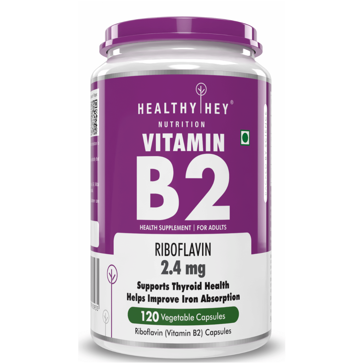HealthyHey Nutrition Vitamin B2 - Riboflavin 2.4mg - 120 Veg Capsules