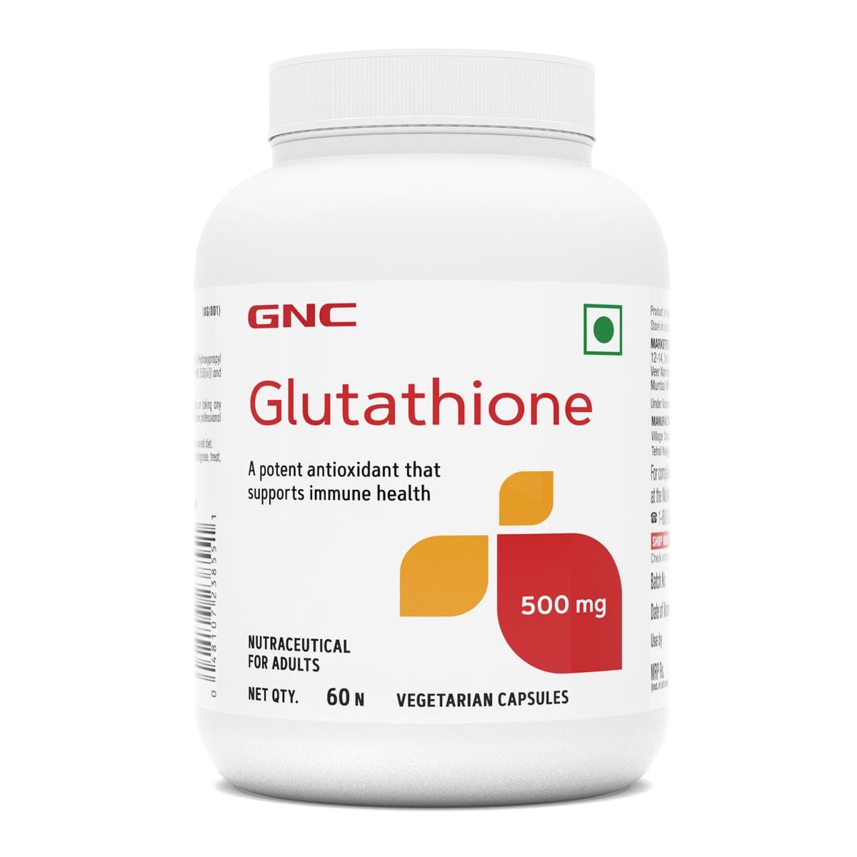 GNC Glutathione 500mg | 60 Capsules | Vegetarian Capsules | Boosts Immune | Healthy & Radiant Skin Reduces | Pigmentation