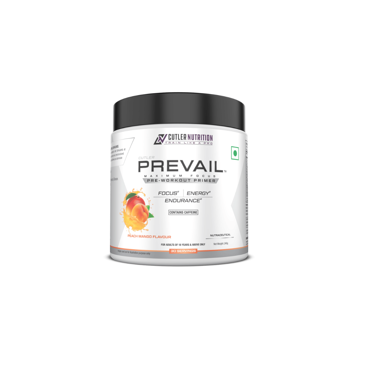 Cutler Nutrition Prevail Pre Workout Powder: Pre Workout Drink for Men and Women, Cutting Edge Energy and Focus Supplement with L Citrulline, Taurine & Beta Alanine, 30 servings Peach Mango