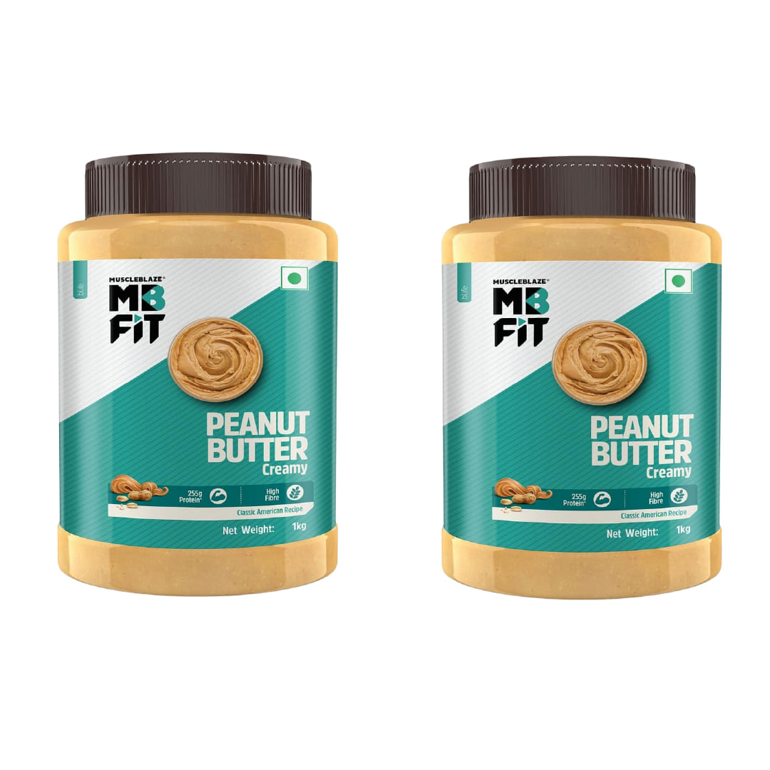 MuscleBlaze Classic Peanut Butter with Omega 3 & 6, Protein Per Pack, Fibre Rich, No Trans Fat, Creamy, 255g 1 kg MuscleBlaze Classic Peanut Butter with Omega 3 & 6, Creamy, 255 g Protein Per Pack, Fibre Rich, No Trans Fat, 1 kg | Pack of 2