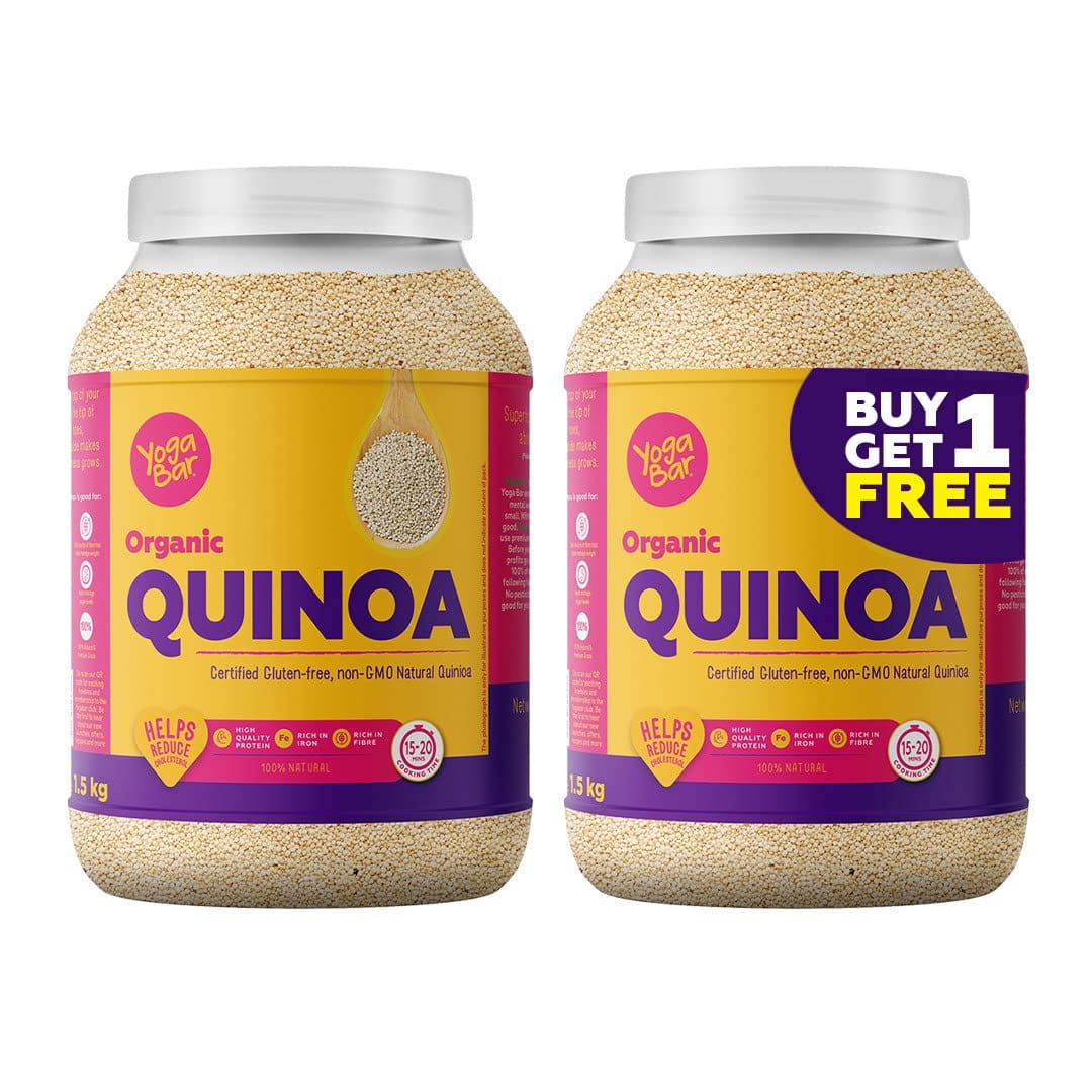 Yogabar Organic Quinoa 1.5kg each Certified Organic Quinoa for Healthy Heart Gluten Free Quinoa Grain - Diet Food for Weight Loss (Pack of 2)