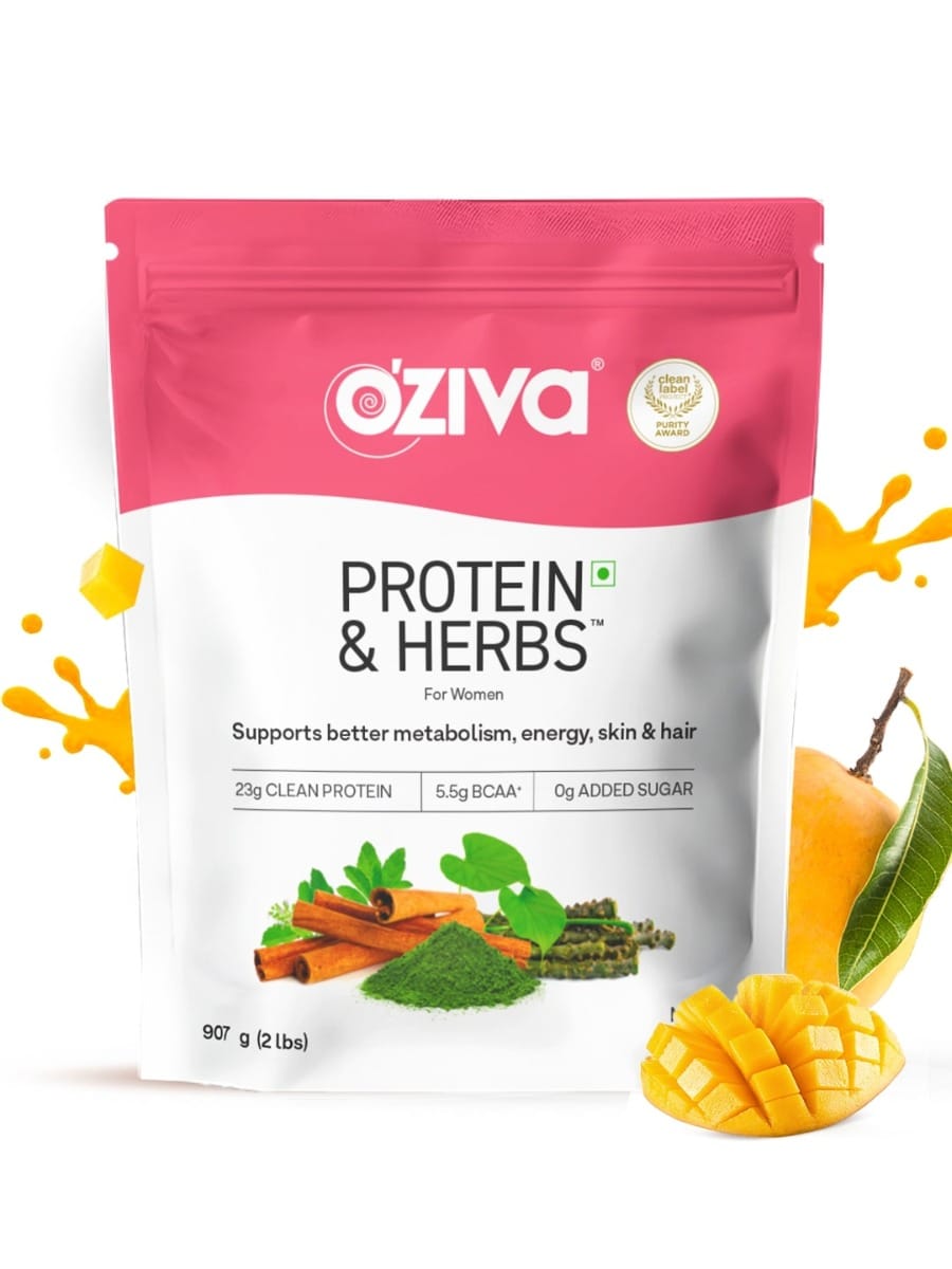 OZiva Protein & Herbs for Weight Management, Women Mango, 2 lbs