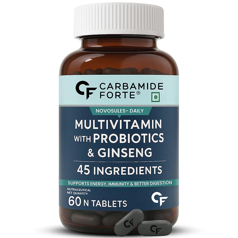 Carbamide Forte Multivitamin Tablets for Men & Women with Probiotics & Ginseng | Multivitamin supplement with 45 Ingredients - 60 Tablets