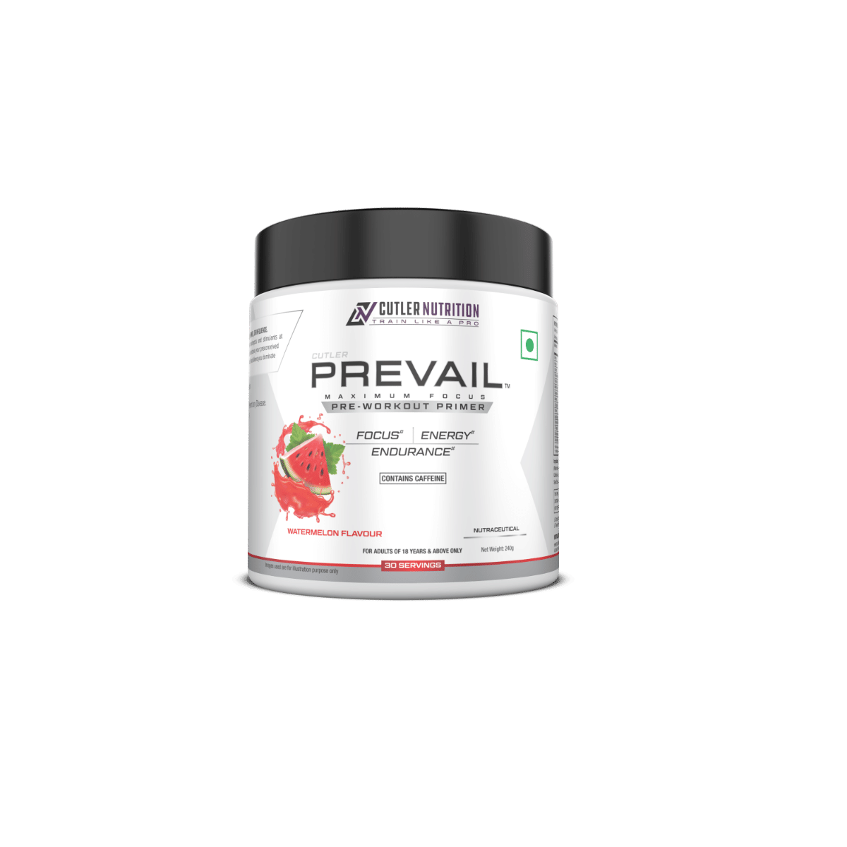 Cutler Nutrition Prevail Pre Workout Powder: Pre Workout Drink for Men and Women, Cutting Edge Energy and Focus Supplement with L Citrulline, Taurine & Beta Alanine, 30 servings Watermelon