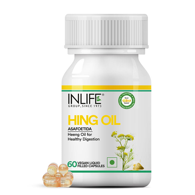 INLIFE Hing Oil Capsule (Asafoetida), Faster Absorption than Powder, Digestion Support, Weight Management, Irritable Bowel Syndrome Supplement Men & Women, 15mg 60 Liquid Filled Veg Capsules