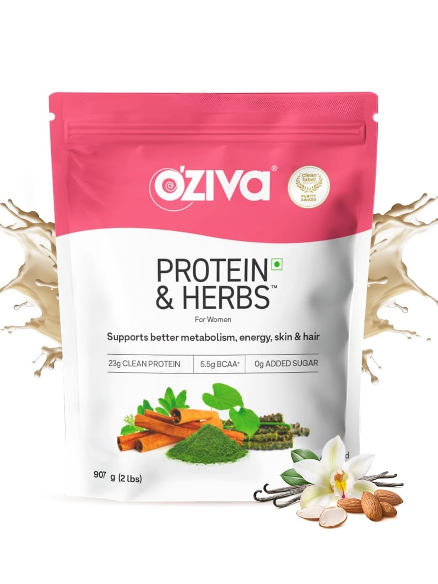 OZiva Protein & Herbs for Women, Vanilla Almond 1kg | Natural Protein Powder for Women for Weight Control, Better Metabolism & Hormonal Balance | With Multivitamin for women, 23g Whey Protein, Ayurvedic Herbs, Certified Clean