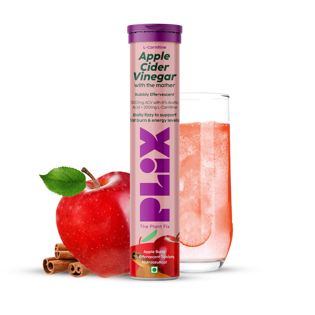 PLIX THE PLANT FIX L-Carnitine ACV Effervescent Tablets Helps To Turn Fat Into Energy | 15 Tablets, Pack Of 1 | With Apple & Cinnamon | Supports Fat Burn | Weight Loss Drink for Men, Women | 100% Plant based