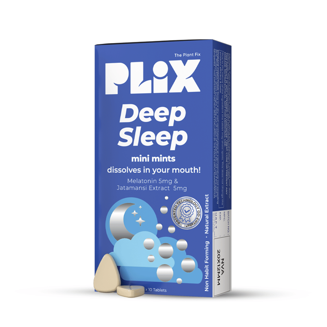 PLIX THE PLANT FIX Melatonin Deep Sleep Oral Dissolving Mini Mints Effervescent supporting restful sleep | Non Habit Forming | Melatonin & Jatamansi Extracts (5mg) | All Natural | Pack of 1,30 mints