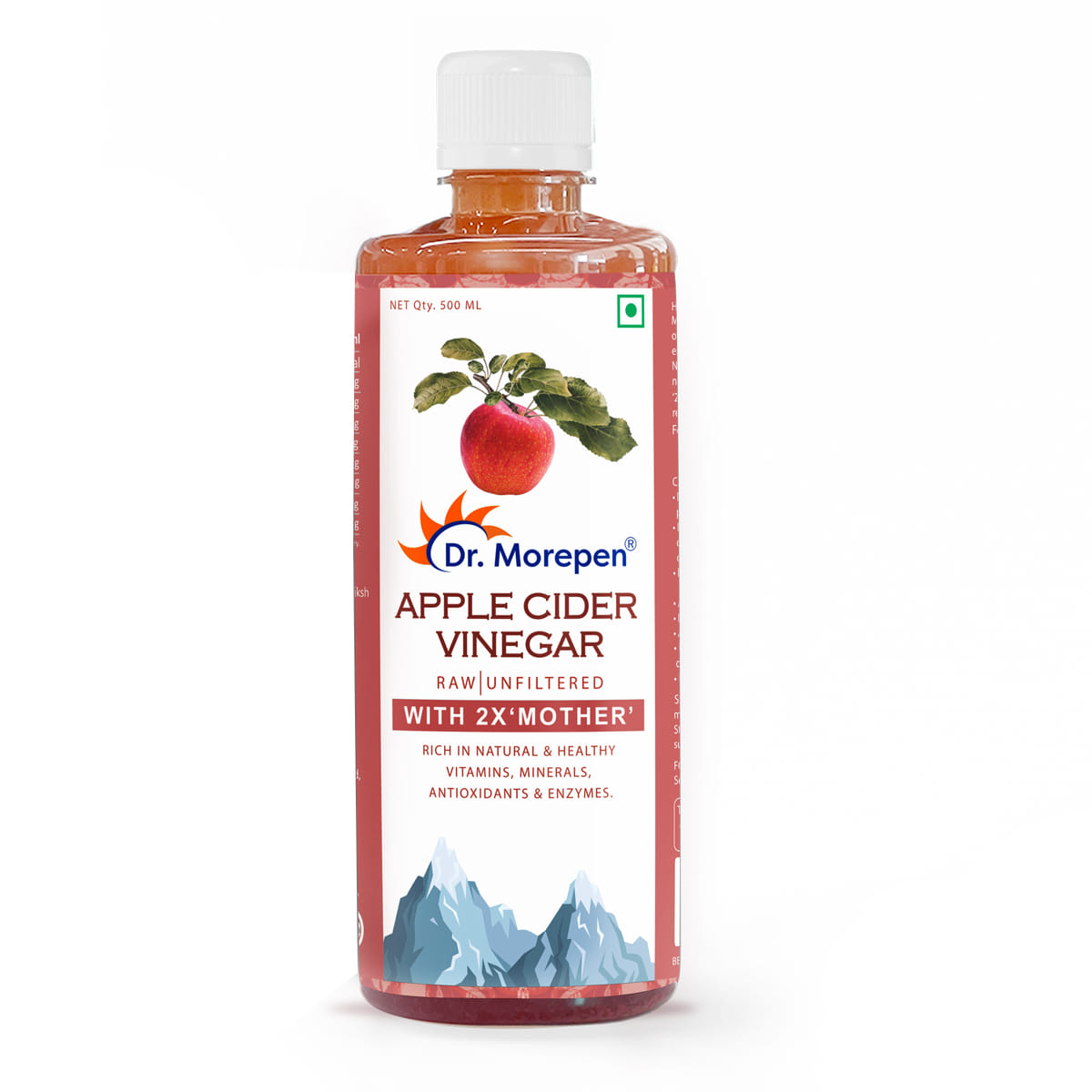 DR. MOREPEN Apple Cider Vinegar With 2x Mother - 500ML | Raw, Unfiltered & 100 % Unpasteurized | Naturally Fermented Blend Of Freshly Brewed Himalayan Apple | Double Mother Content Formula | For Weight Management, Immunity, Skin & Hair