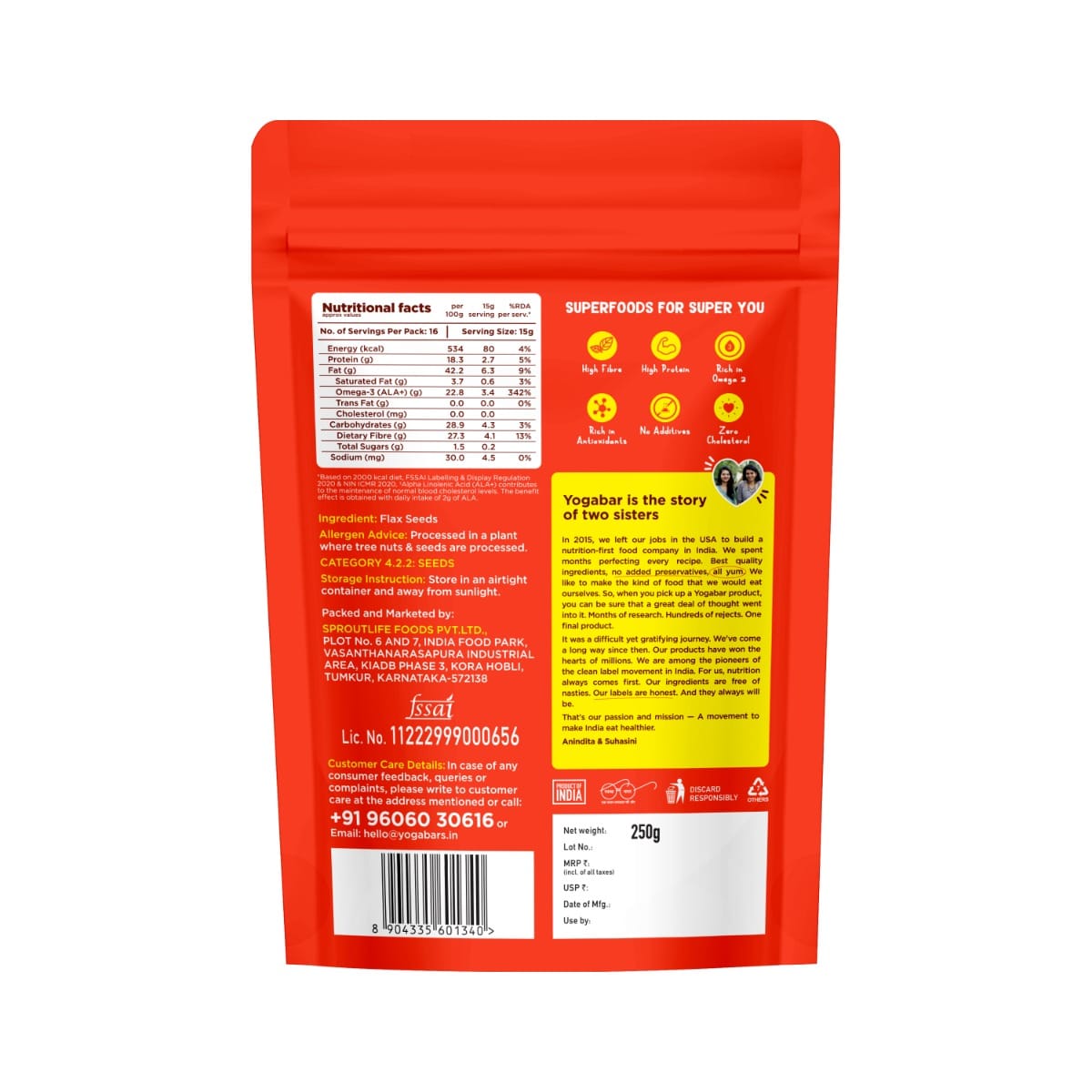 Yogabar Organic Roasted Flax Seeds Regulate Blood Sugar High in Fibre, Omega-3 & Antioxidants Healthy Snacks for Weight Loss