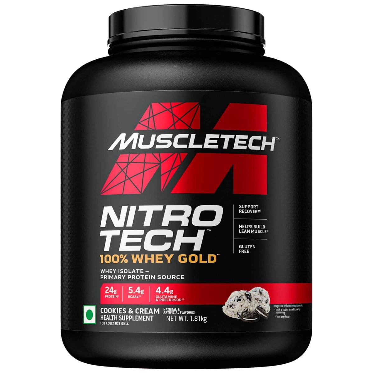 Muscletech Nitrotech 100% Whey Gold Cookies and Cream Muscletech Nitrotech 100% Whey Gold 1.81kg, Cookies and Cream