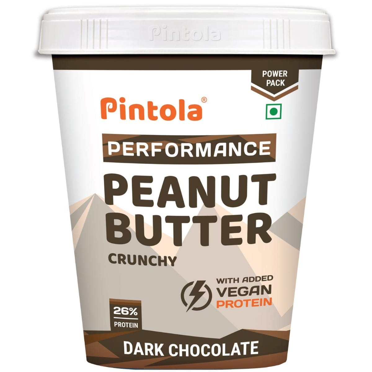 Pintola Dark Chocolate Performance Series Peanut Butter (Crunchy) - 510g | Vegan Protein | 26% Protein | High Protein & Source of Fiber