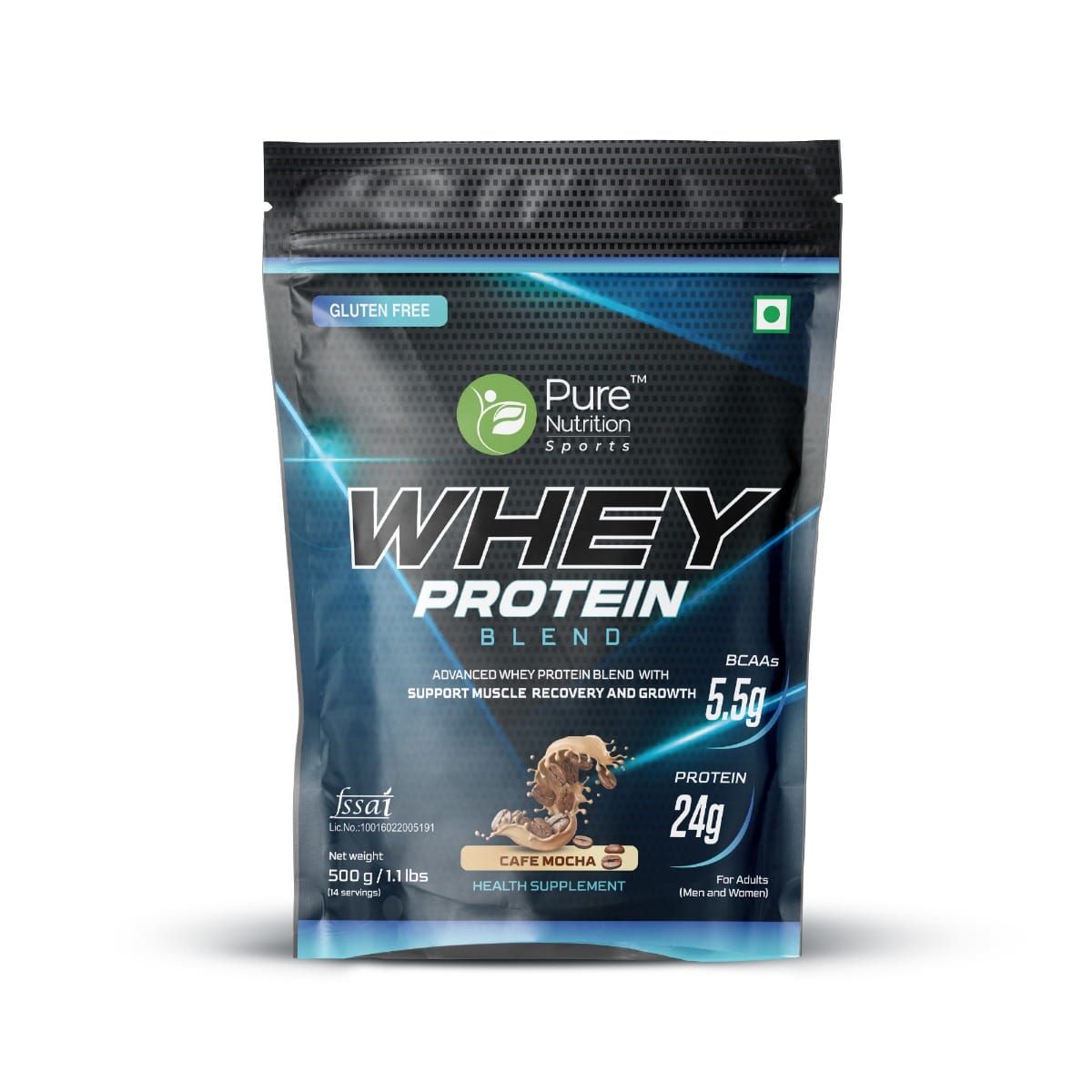 Pure Nutrition Sports Whey Protein Blend, With Whey Protein Isolate And Concentrate, For Muscle Building, Lean Muscle Building, 34 Grams Of Protein Per Scoop. (Caf Mocha)
