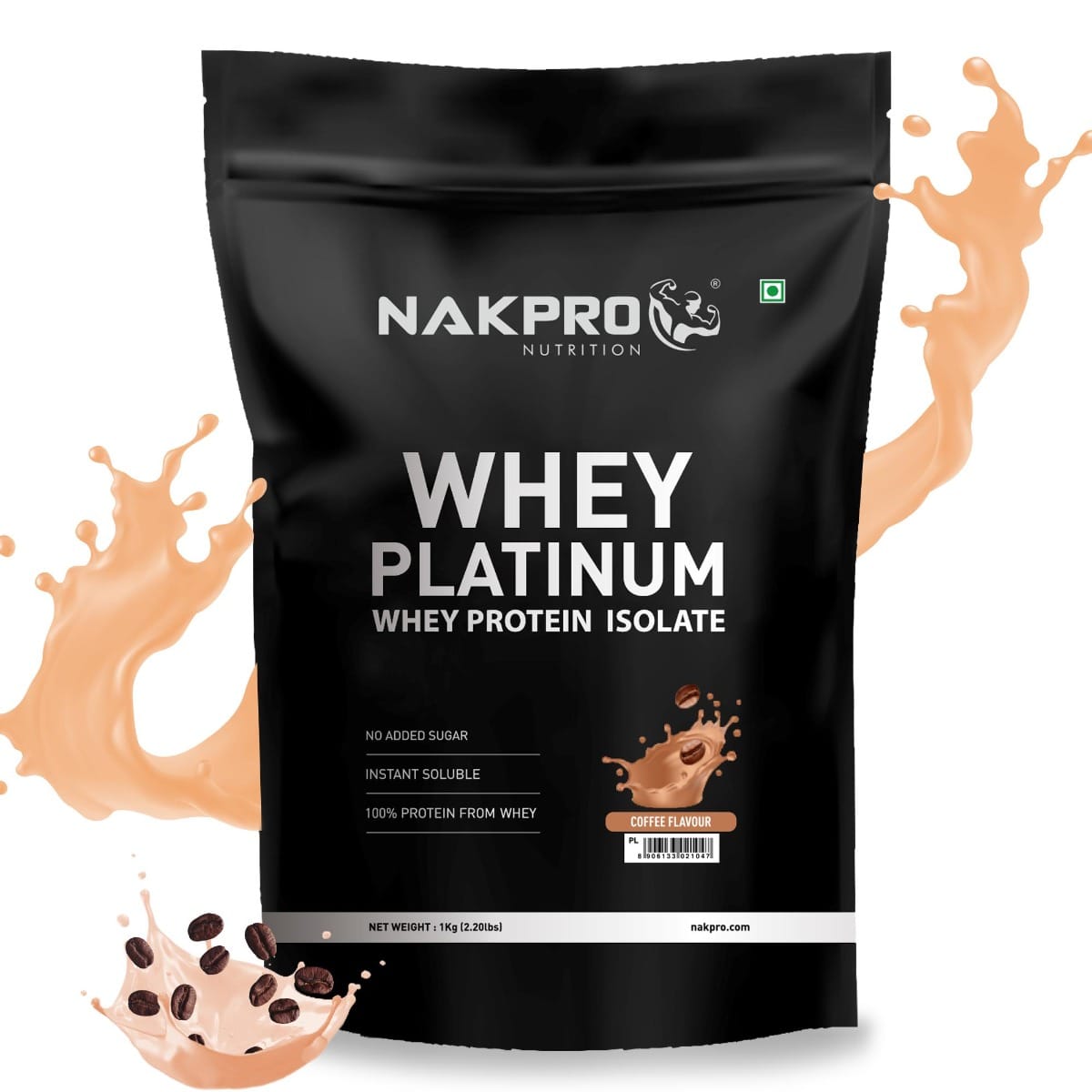 NAKPRO Platinum Whey Protein Isolate 1kg Coffee | 28g Protein, 6.4g BCAA | Trustified Certified 100% Authentic Supplement Powder & No Adulteration | Low Carbs, Fast Absorbing Whey Protein Powder NAKPRO Platinum Whey Protein Isolate 1kg Coffee | 2