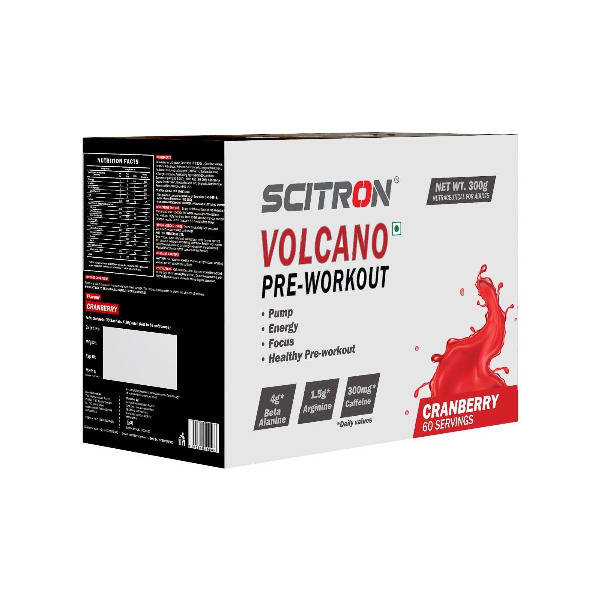 Scitron Volcano Preworkout Cranberry 300g - Buy Online - Shop Now