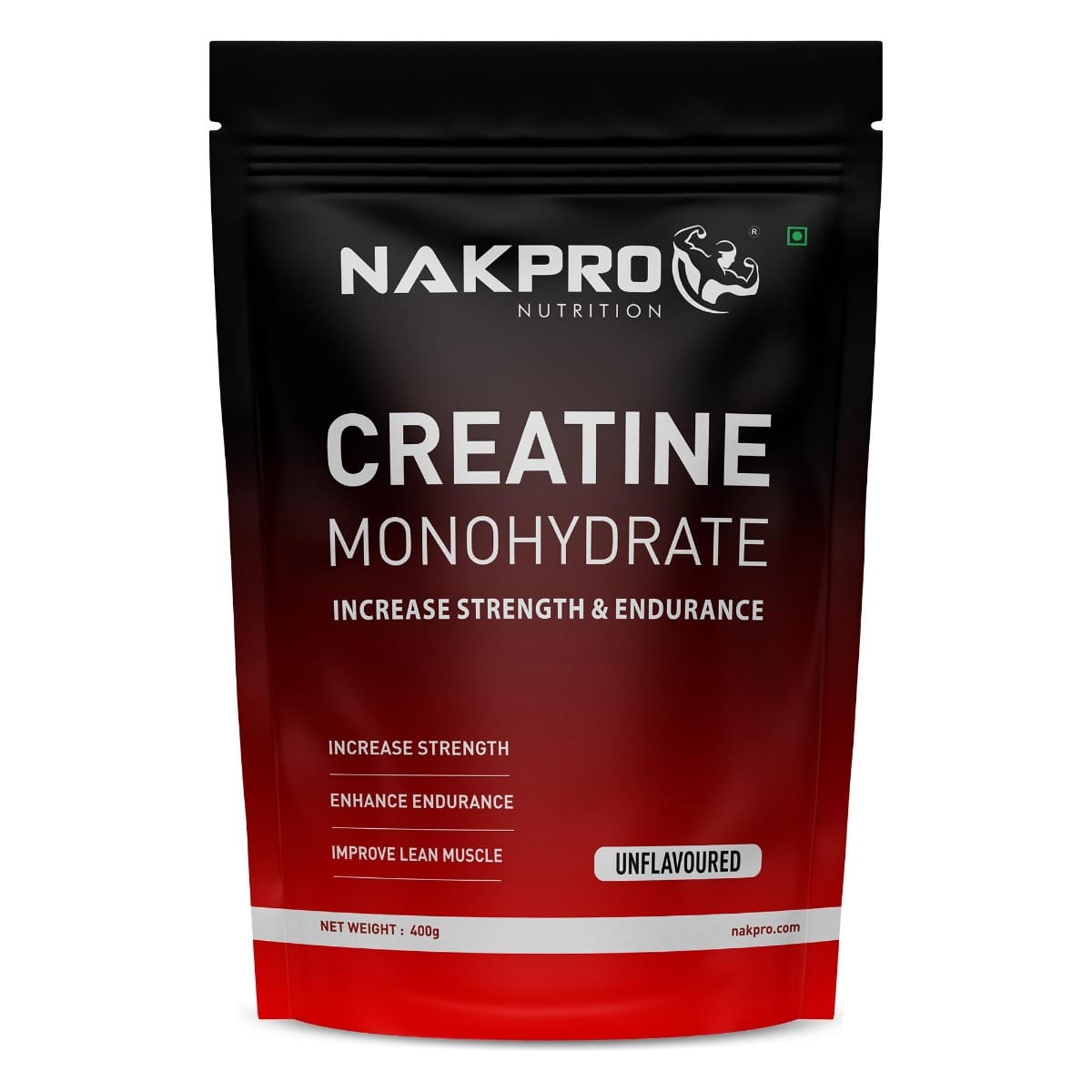 NAKPRO Micronised Creatine Monohydrate Powder (400g, Unflavoured) | 3g Creatine/Serving | Trustified Certified for Accuracy & Purity | Rapid Absorption Pre/Post Workout Supplement for Muscle Repair & Recovery | Supports Athletic Performance