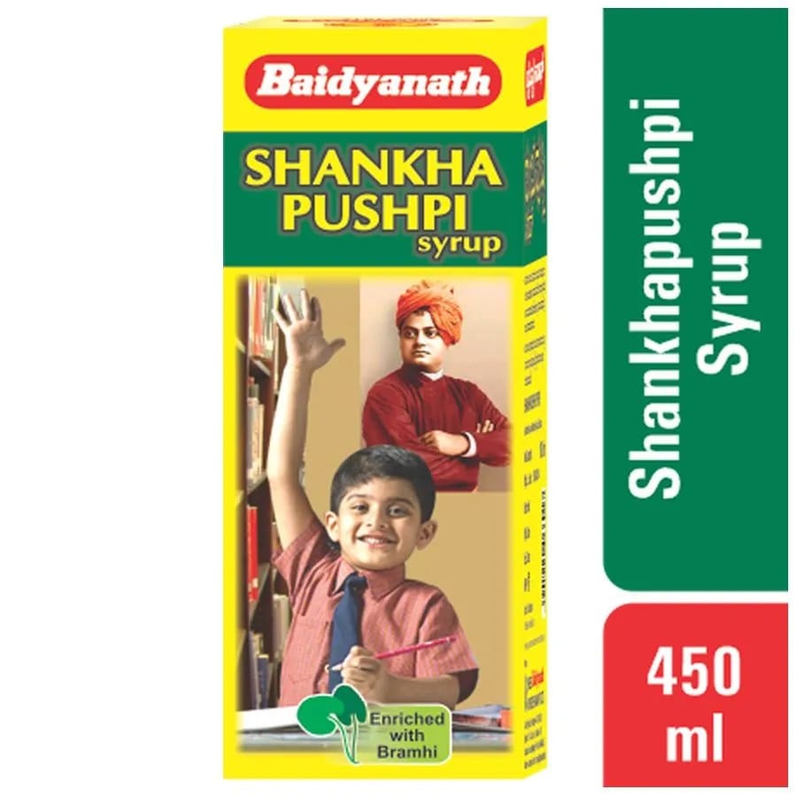 Baidyanath Nagpur Shankhapushpi Syrup- Helps To Improve Memory And Enhance Concentration For Kids And Adults - 450 ml
