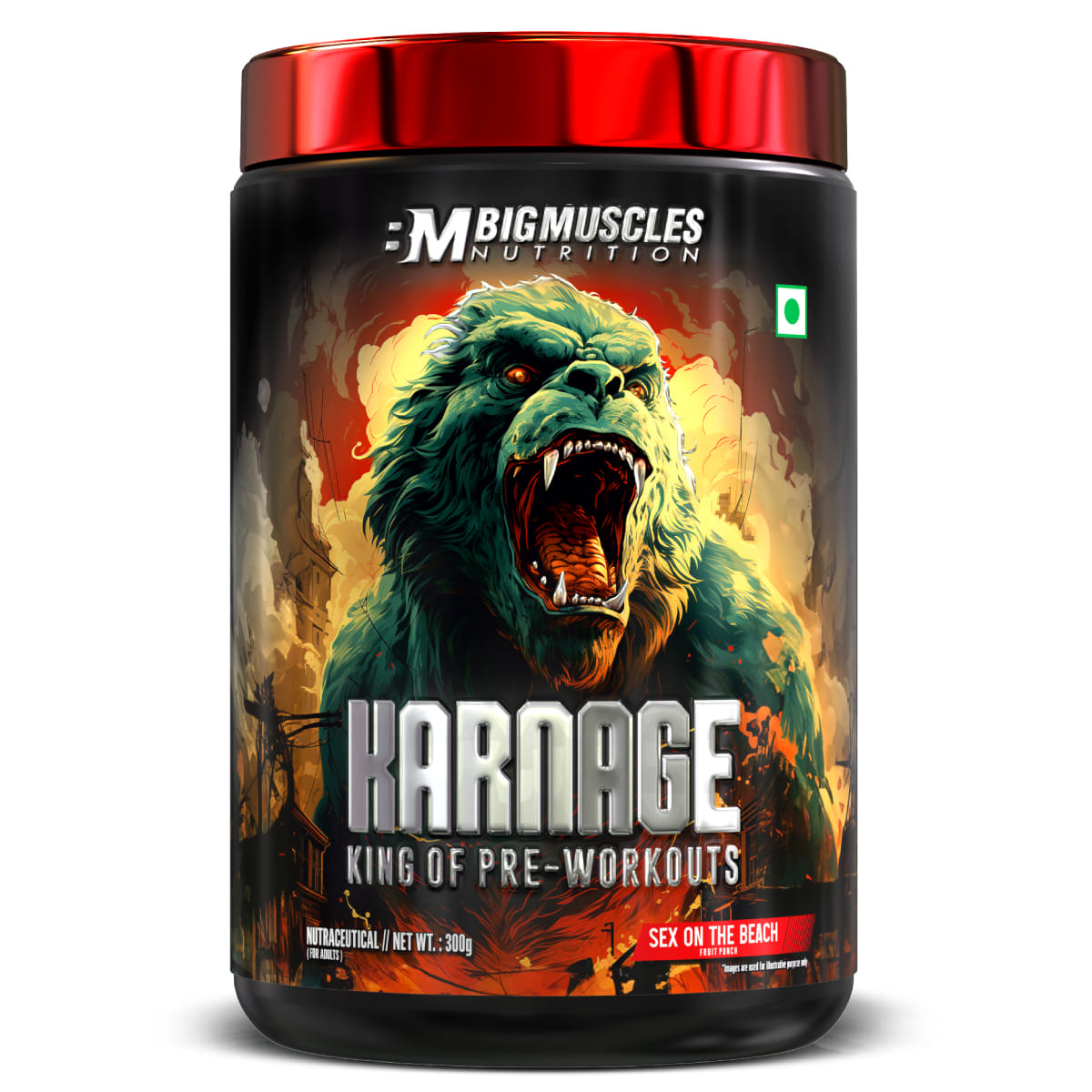 Bigmuscles Nutrition Karnage Pre workout (60 Servings, Sex On the Beach) | 300g