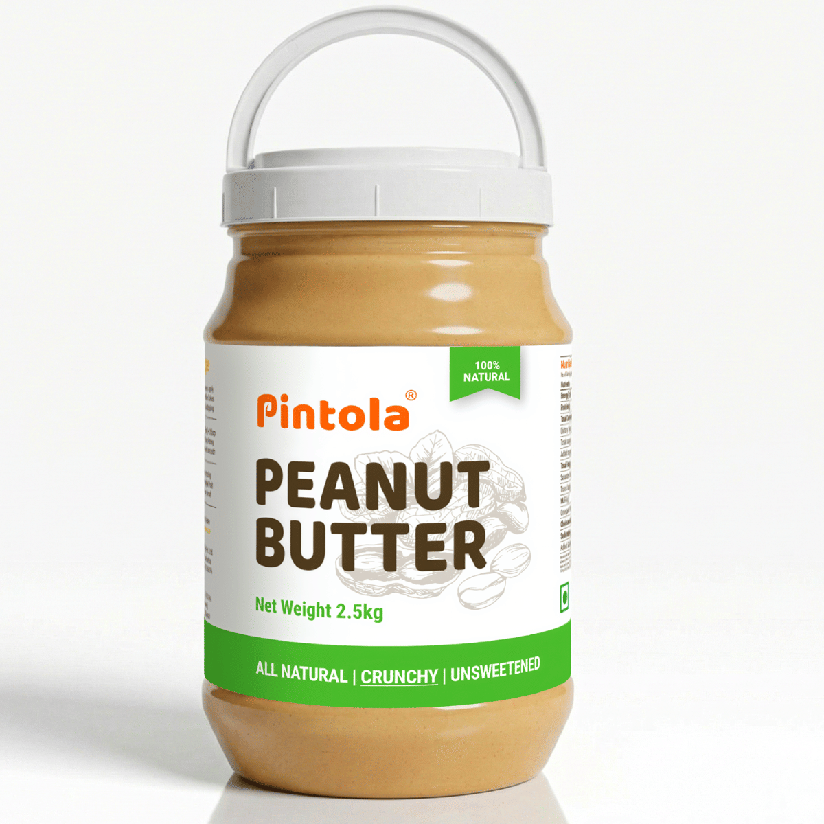 Pintola All Natural Peanut Butter | Rich in Fiber, 30g Protein | Non GMO, Naturally Gluten Free, Cholesterol Free | Unsweetened, Crunchy Pintola All Natural Peanut Butter | Rich in Fiber, 30g Protein | Non GMO, Naturally Gluten Free, Cholesterol Free | U