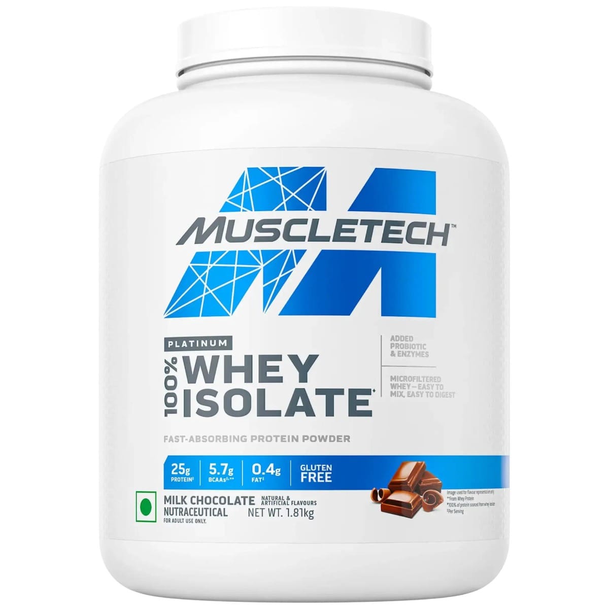Muscletech Platinum 100% Whey Isolate, Milk Chocolate, 2kg - Milk Chocolate