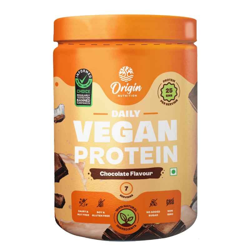 Origin Nutrition 100% Vegan Plant Protein Powder Chocolate Flavour Origin Nutrition 100% Vegan Plant Protein Powder Chocolate Flavour with 25g Protein per serving, 770g(Pack of 2)