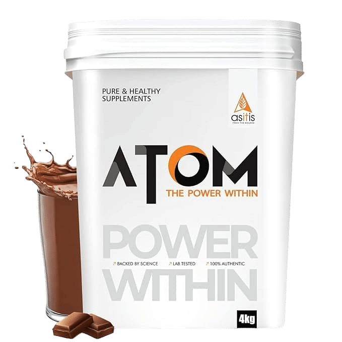 AS-IT-IS ATOM Weight Gainer 4kg | Double Rich Chocolate | 50 servings | 61.1g Carbs & 8.8g Proteins | Easy Source of Weight-Gaining Calories | Boosts Workout Performance
