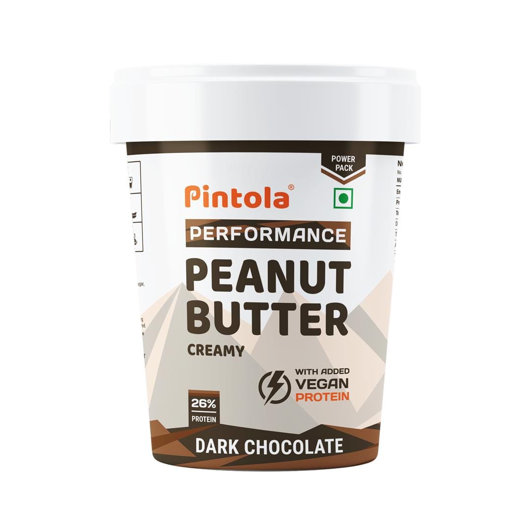 Pintola Dark Chocolate Performance Series Peanut Butter (Creamy) | Vegan Protein | 26% Protein | High Protein & Source of Fiber Pintola Dark Chocolate Performance Series Peanut Butter (Creamy) - 1kg | Vegan Protein | 26% Protein | High Protein & Source o