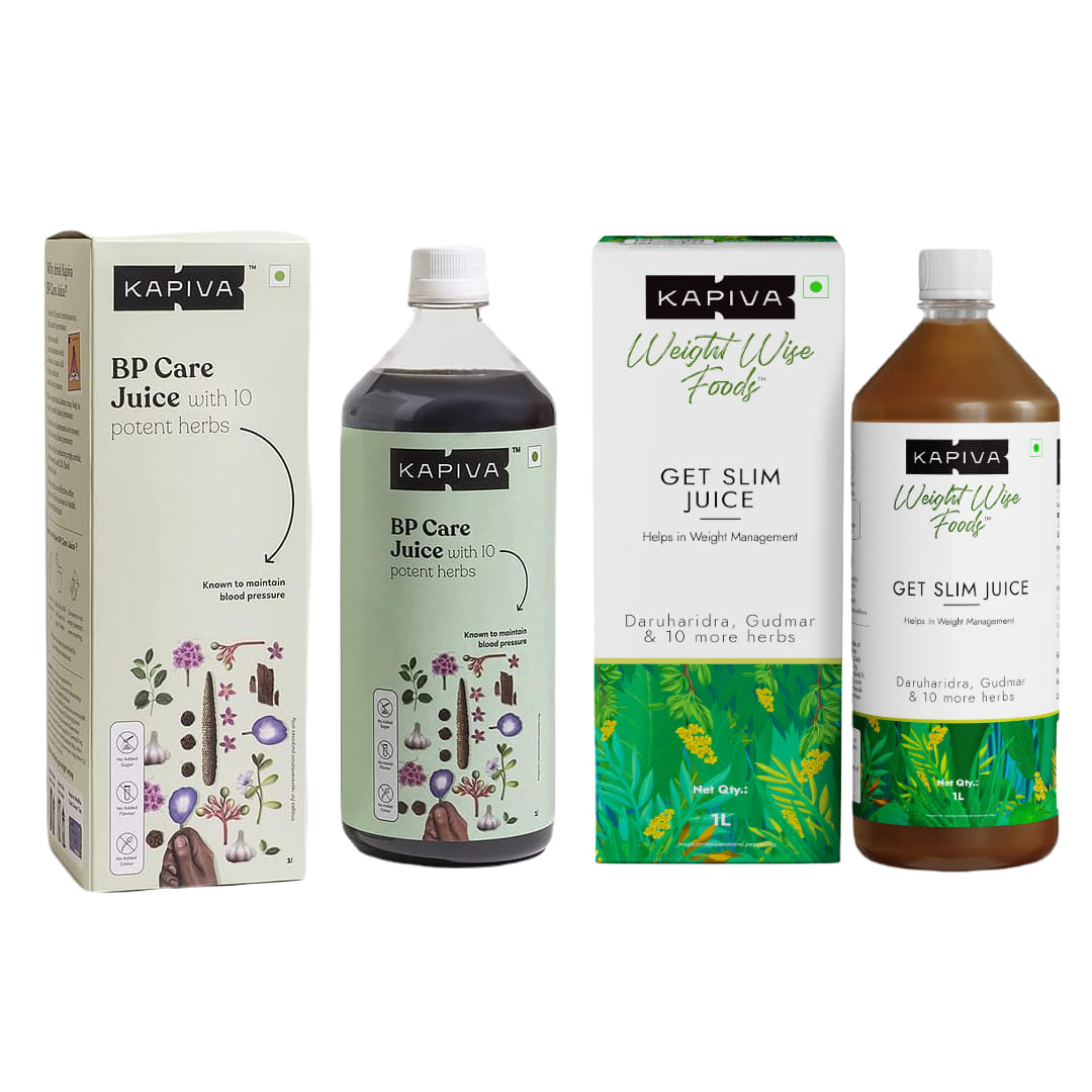 Kapiva Weight & BP Care Combo | Kapiva Get Slim Juice & Kapiva BP Care Juice (1L + 1L) | Kapiva's Ayurvedic Combo for Blood Pressure and Long Term Weight Management