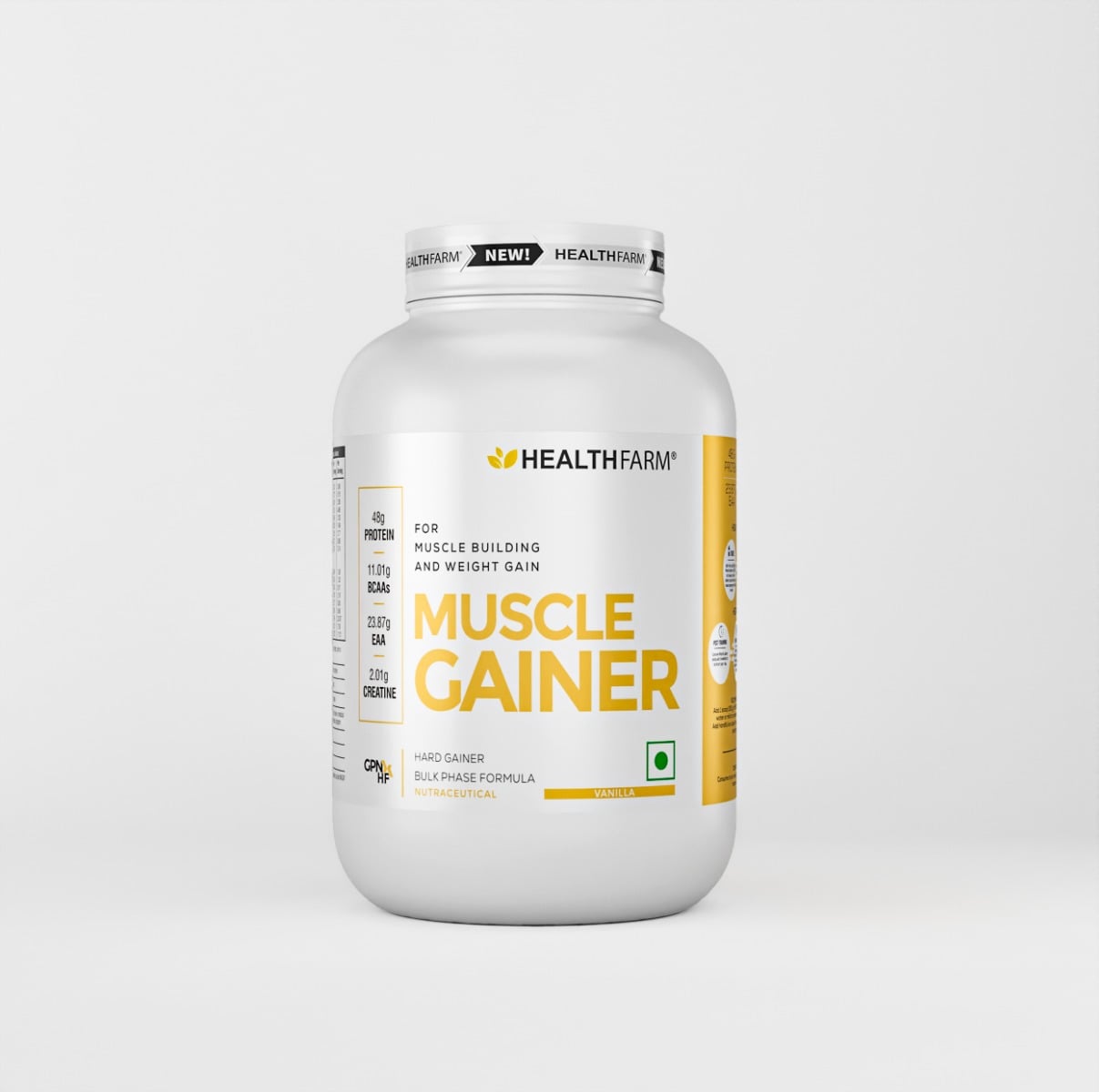 Healthfarm Muscle Gainer | Hard Gainer Bulk Phase Formula Healthfarm Muscle Gainer Vanilla 1kg | Hard Gainer Bulk Phase Formula