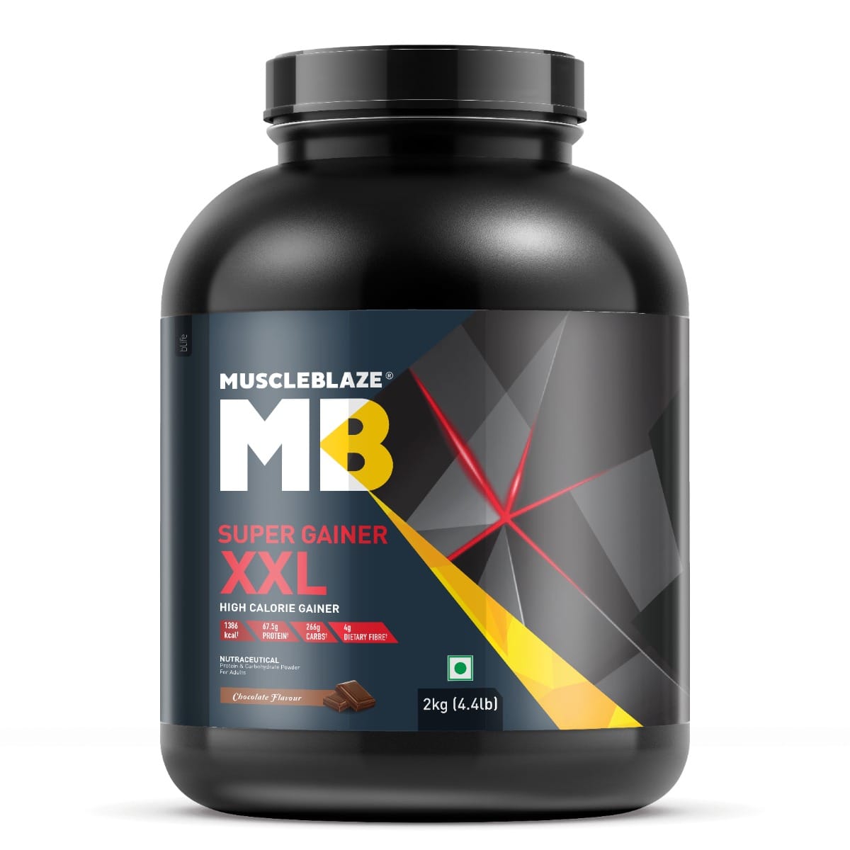 MuscleBlaze Super Gainer XXL (Chocolate, 2kg / 4.4lbs, 20 Servings) | Muscle Mass High Protein Gainer