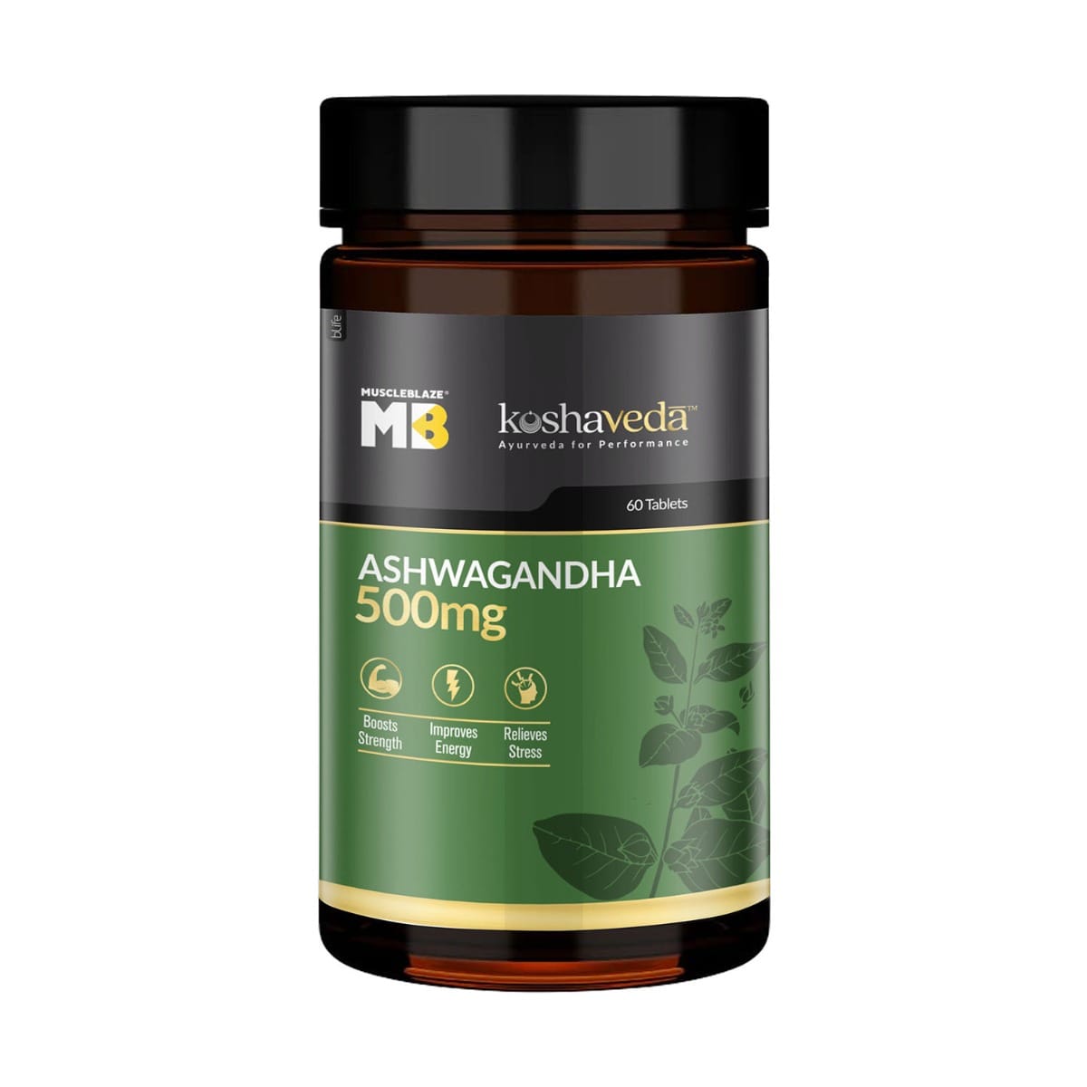 MuscleBlaze MB Koshaveda Ashwagandha 500mg, Ayurveda for Performance, Ayush Approved, High Strength Potent Formula, Boost Muscle Mass & Strength, Enhance Immunity, 60 Tablets