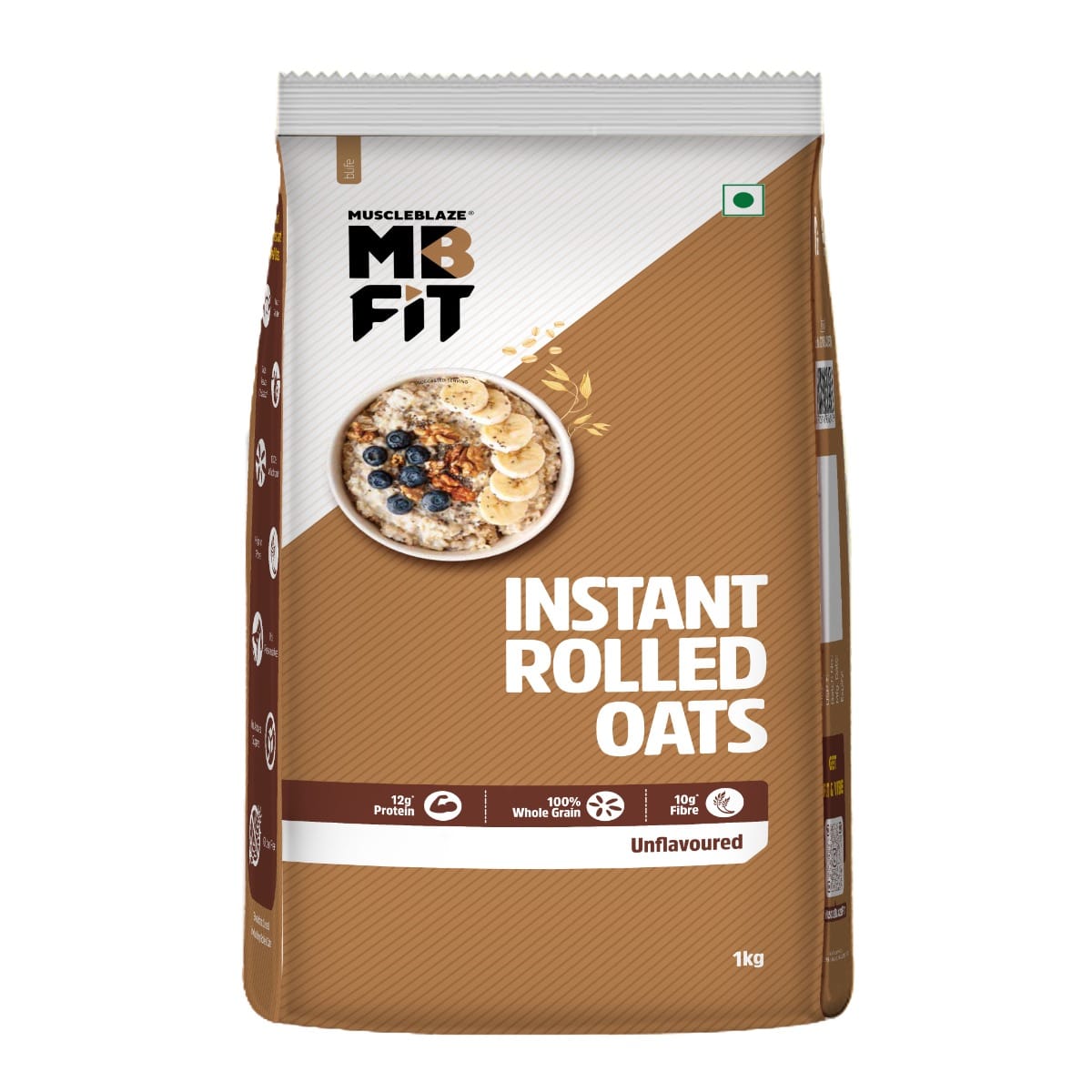 MuscleBlaze Fit Instant Oats | 12 g Protein, 100% Rolled Oats, High in Protein & Fibre, No Added Sugar, Breakfast Cereals for Weight Management 1 kg, Unflavoured MuscleBlaze Fit Instant Oats 1 kg, Unflavoured | 12 g Protein, 100% Rolled Oats, High in Pro