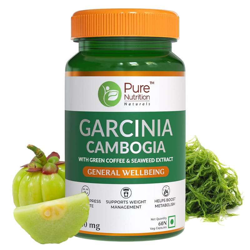 Pure Nutrition Garcinia Cambogia Metabolism With Green Coffee & Seaweed Extract For Boost Metabolism, Weight Management, Suppress Appetite 60 Veg Capsule
