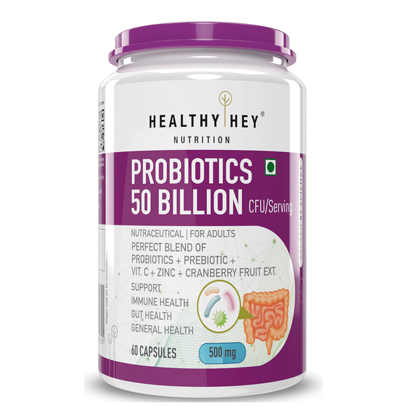 HealthyHey Nutrition Probiotics 50 Billion 500mg | 60 Capsules | Immune Health | Gut Health | General Health