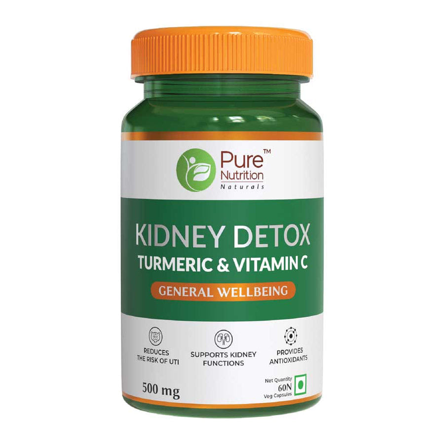 Pure Nutrition Kidney Detox Cleanser Purifier | Turmeric, Vitamin C & N-Acetyl L-Cysteine (Nac) ) Kidney Stone Dissolution | Antioxidant - 60 Veg Capsules