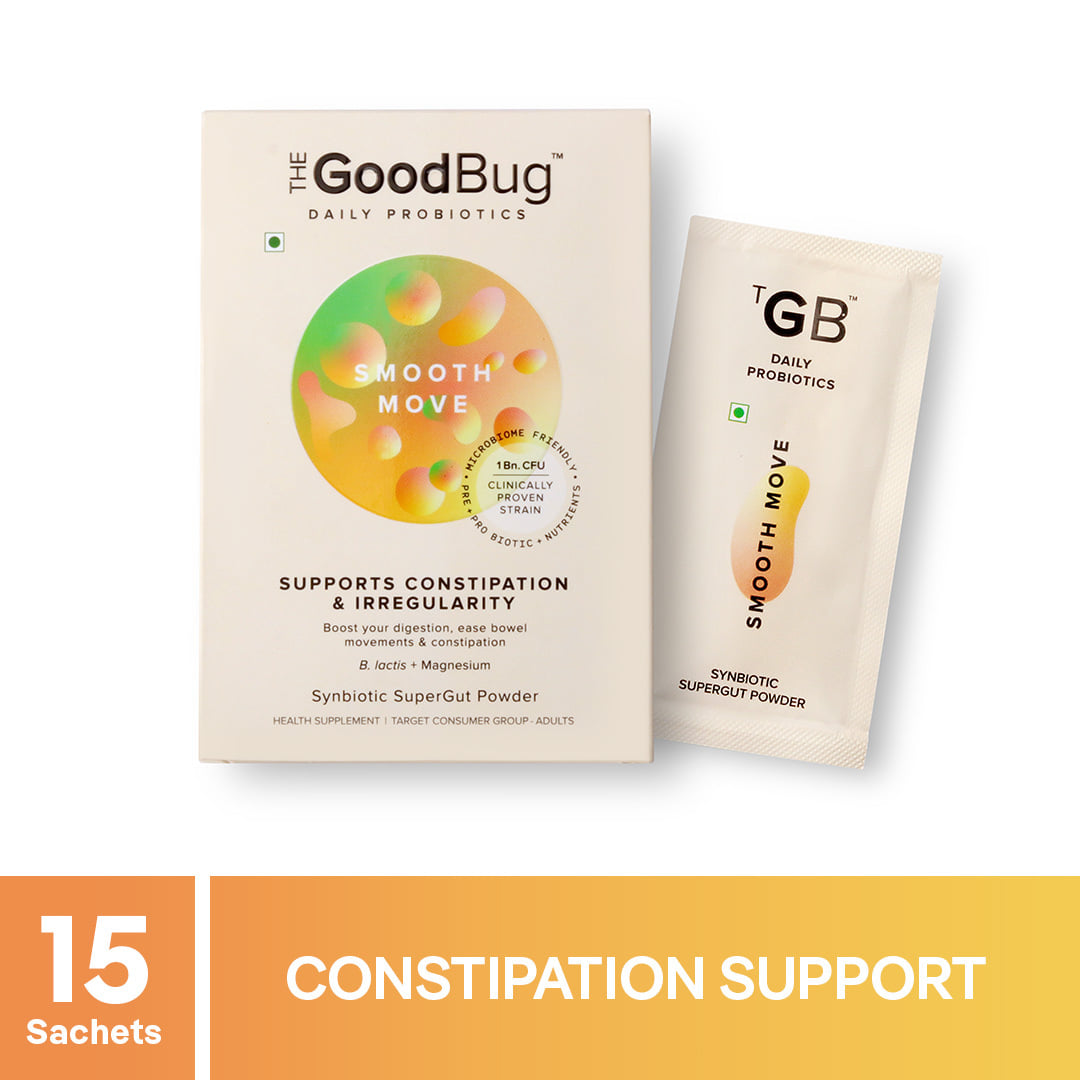 The Good Bug Smooth Move SuperGut Powder for Constipation Relief & Bowel Movement | Pre & Probiotic Supplement for Men & Women |15 Days Pack
