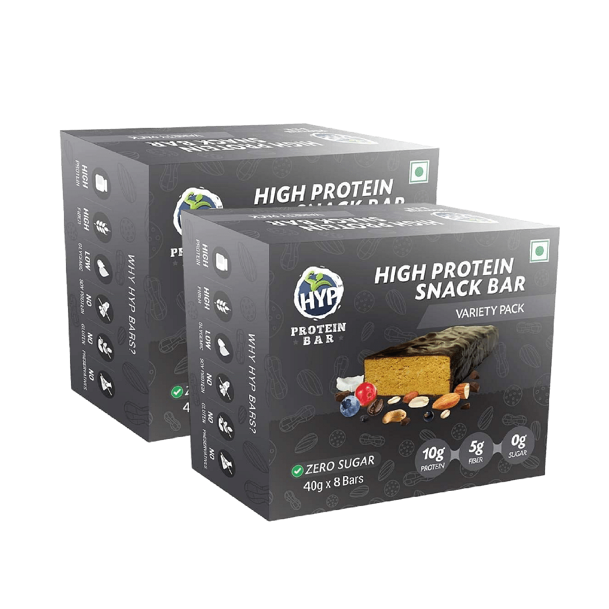 

HYP Zero Sugar Protein Bars - Variety Pack - Box of 8 Bars | Pack of 2