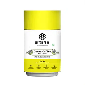 Nutriherbs Green Coffee Bean Extract 800mg 60 Capsules (50% Chlorogenic Acid) Supports Weight Management, Boosts Metabolism, Suppresses Appetite Men & Women Pack of 1