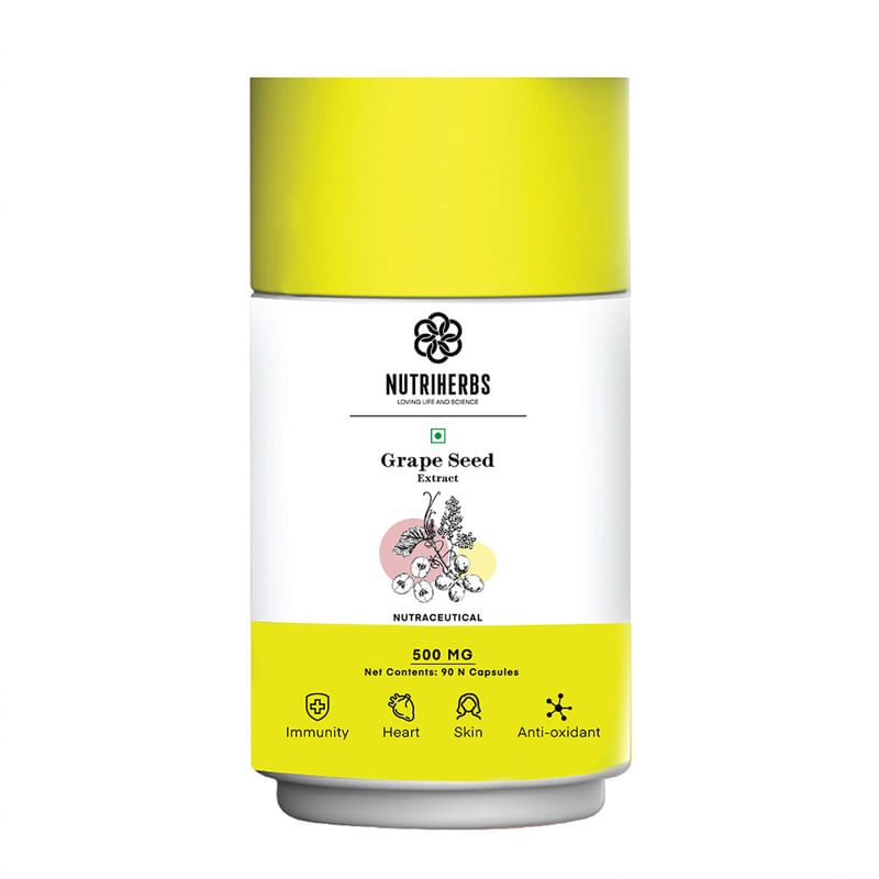 

Nutriherbs Grapes Seed Extract Antioxidant Supplement Strengthens Immunity, Helps Fight Infections, Promotes Healthy Skin & Hair 500mg 90 Veg Capsu...