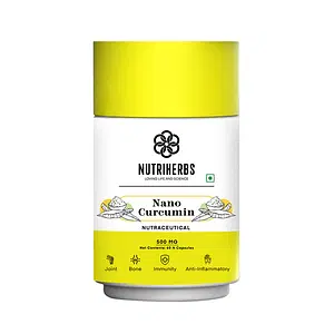 Nutriherbs Nano Curcumin 500mg 60 Capsules With Pure Extract of Turmeric (Haldi) Boosts Immunity Glowing Skin & Hair Promotes Healthy Bones & Joints For Men & Women Pack of 1
