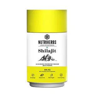Nutriherbs Pure Shilajit / Shilajeet Extract 500mg 90 Veg Capsules for Stamina, Enhanced Performance & Muscle Growth