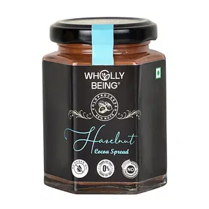 Wholly Being Hazelnut Cocoa Spread(200 Grams) with Jaggery (45% Nuts) No Added Oil, No preservatives , Trans Fat Free, High in Protein & Iron